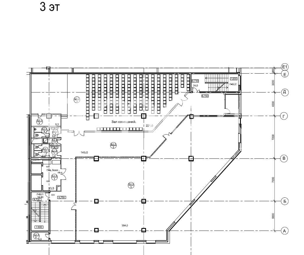 Планировка офиса 796.1 м², 3 этаж, МФК «Сатирикон»