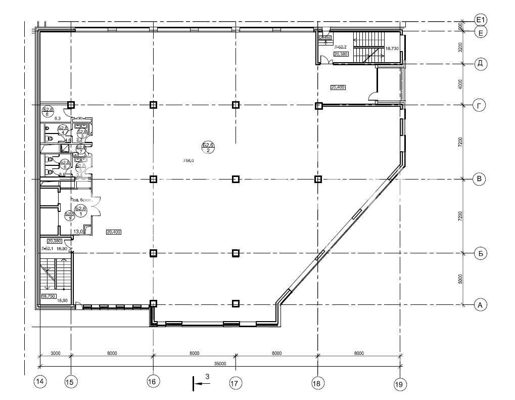 Планировка офиса 820.2 м², 6 этаж, МФК «Сатирикон»